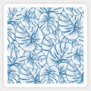 Tropical blue leaves pattern Sticker